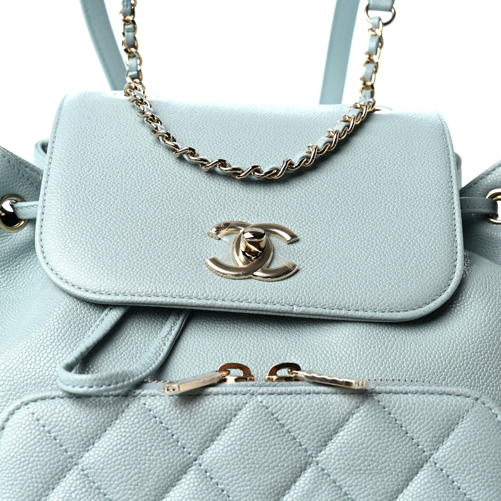 Caviar Quilted Business Affinity Backpack Light Blue