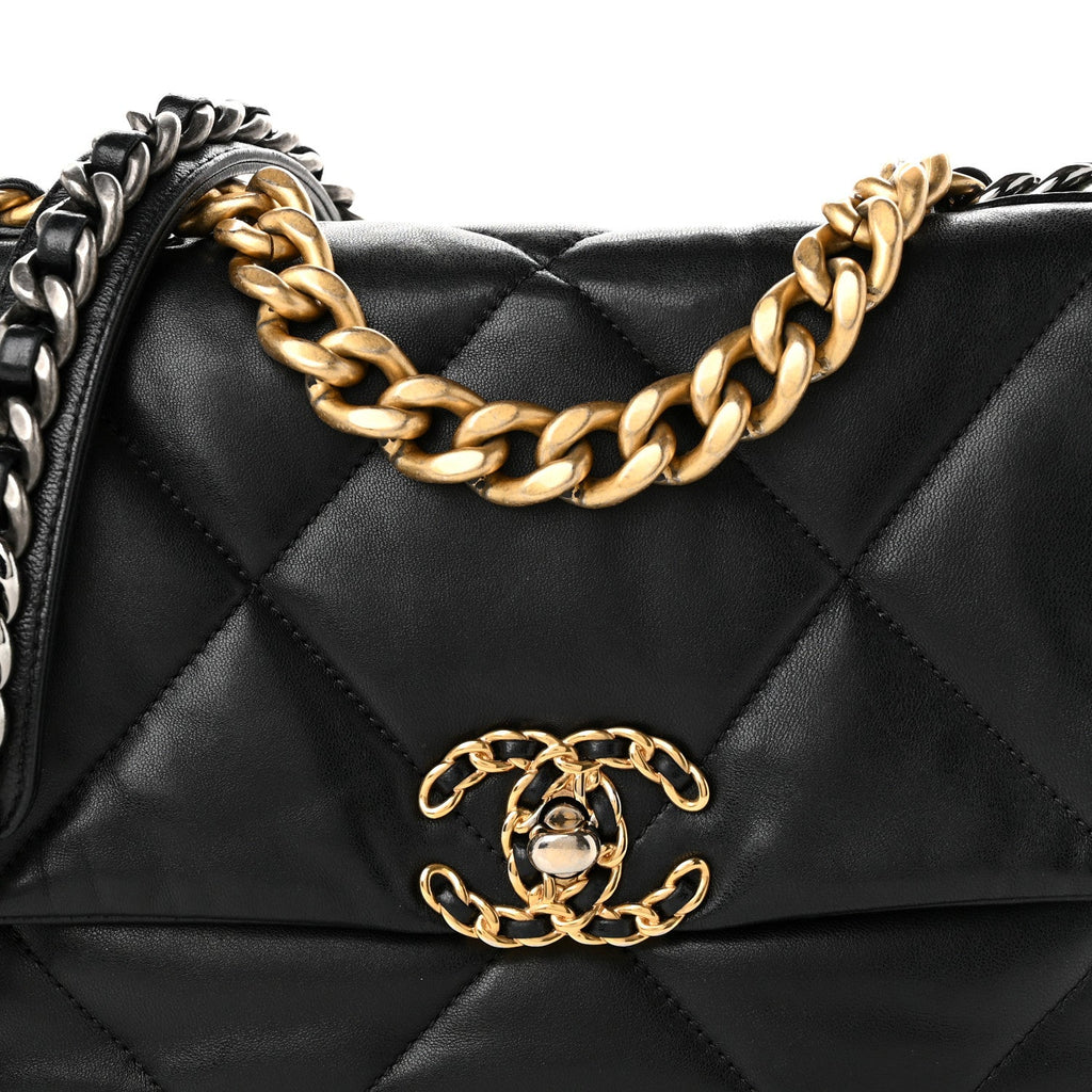 Lambskin Quilted Medium Chanel 19 Flap Black