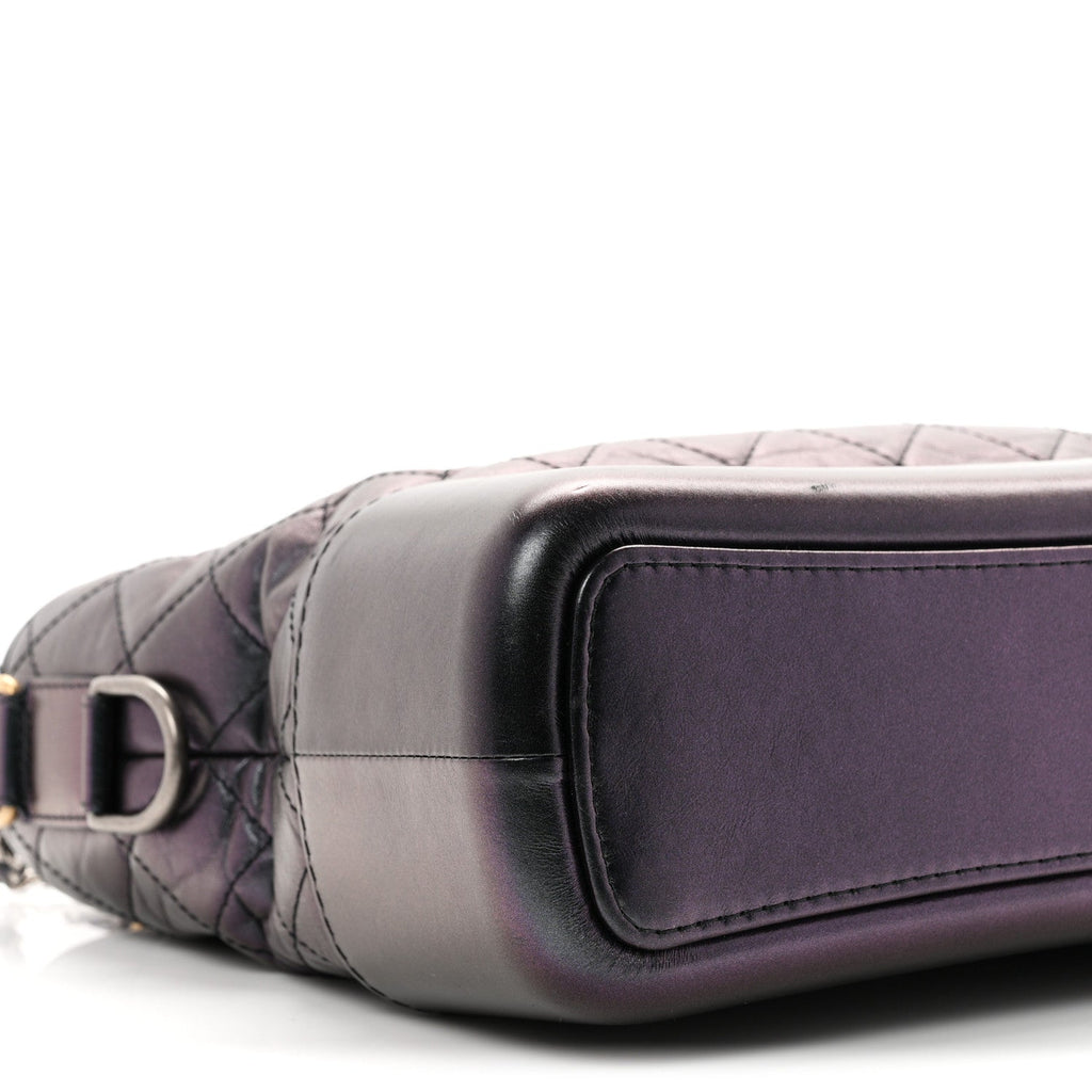Iridescent Aged Calfskin Quilted Medium Gabrielle Hobo Black