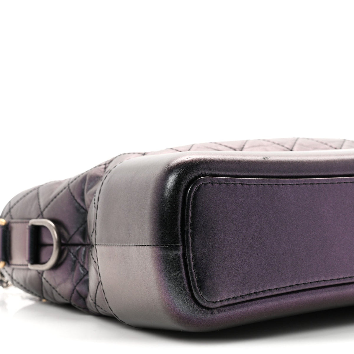 Iridescent Aged Calfskin Quilted Medium Gabrielle Hobo Black