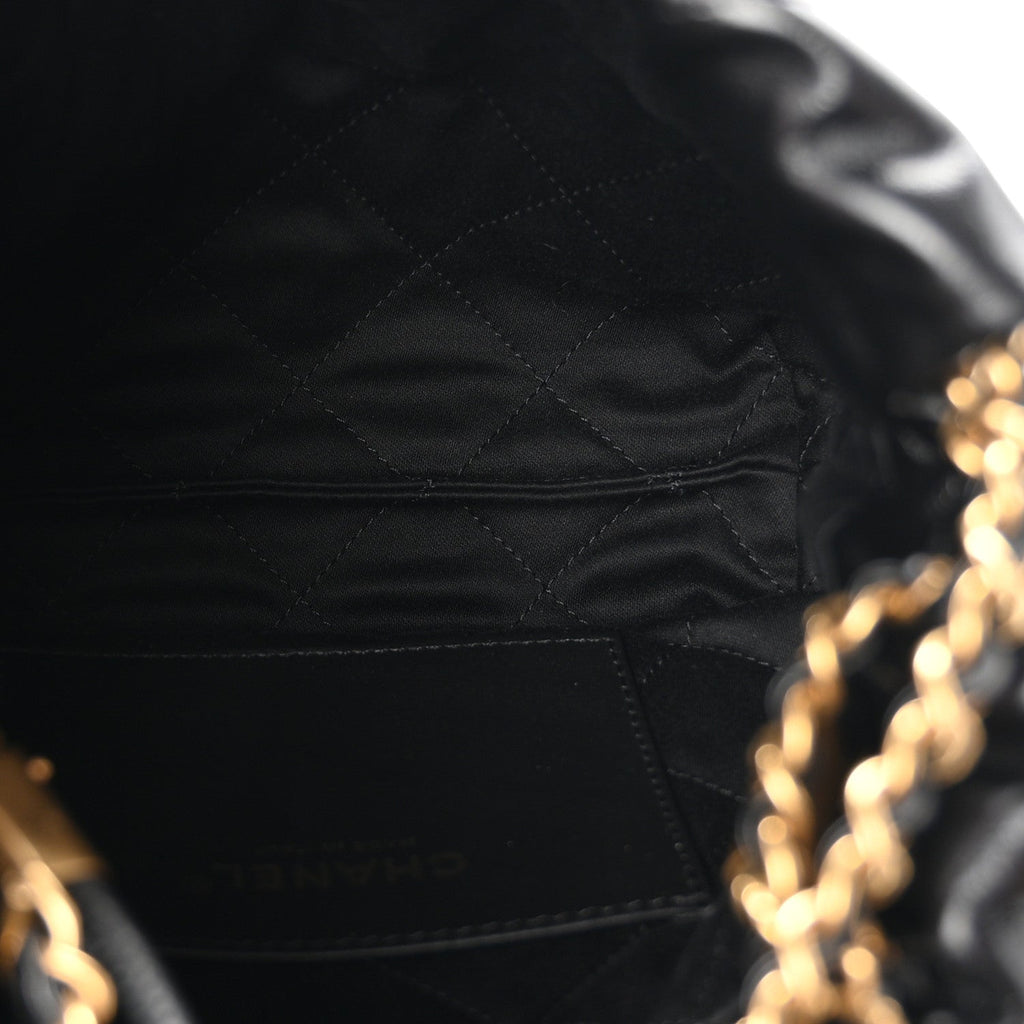 Shiny Calfskin Quilted Mini Chanel 22 Black