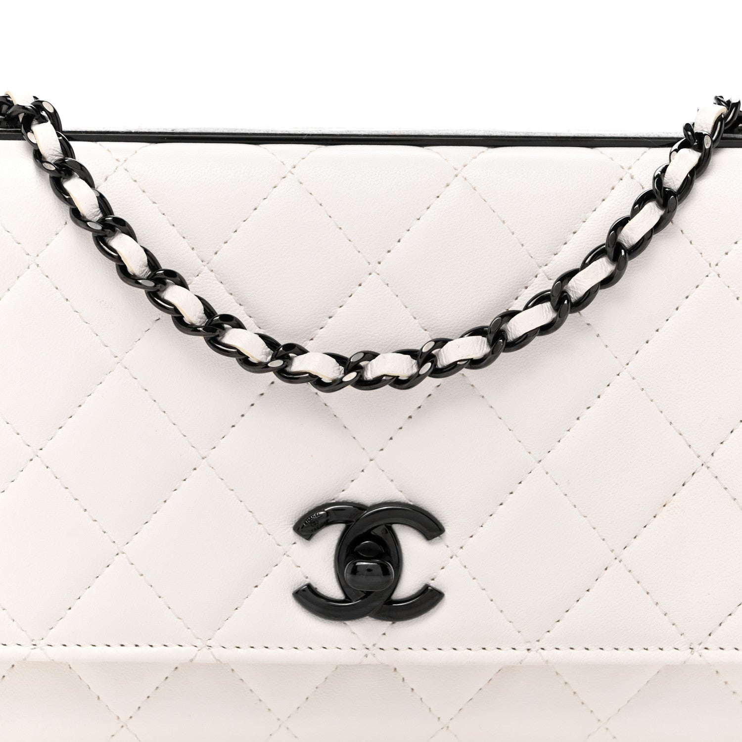Lambskin Quilted Mini Trendy CC Wallet On Chain WOC White