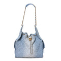 Washed Denim Quilted Medium Chanel 25 Handbag Blue