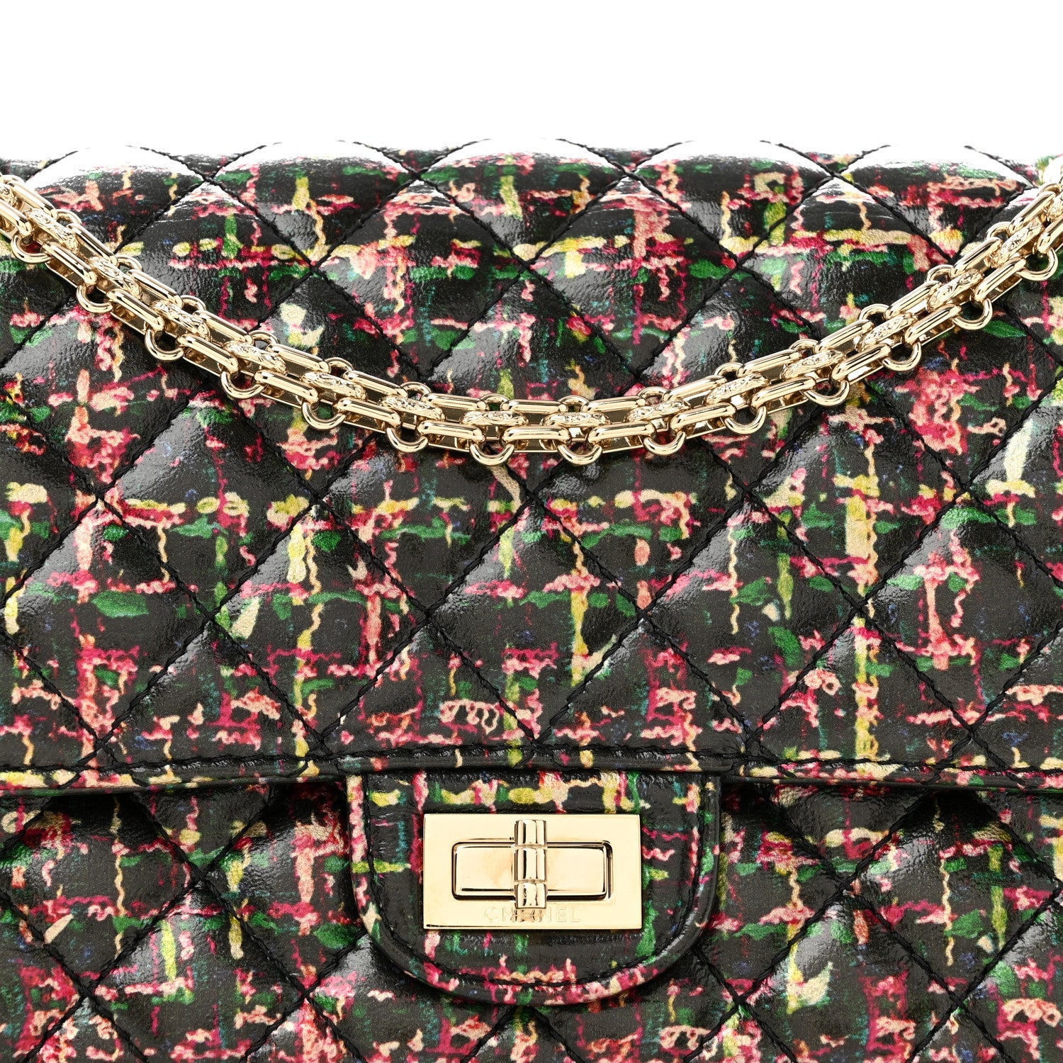 Tweed Printed Lambskin Quilted 2.55 Reissue 225 Flap Multicolor