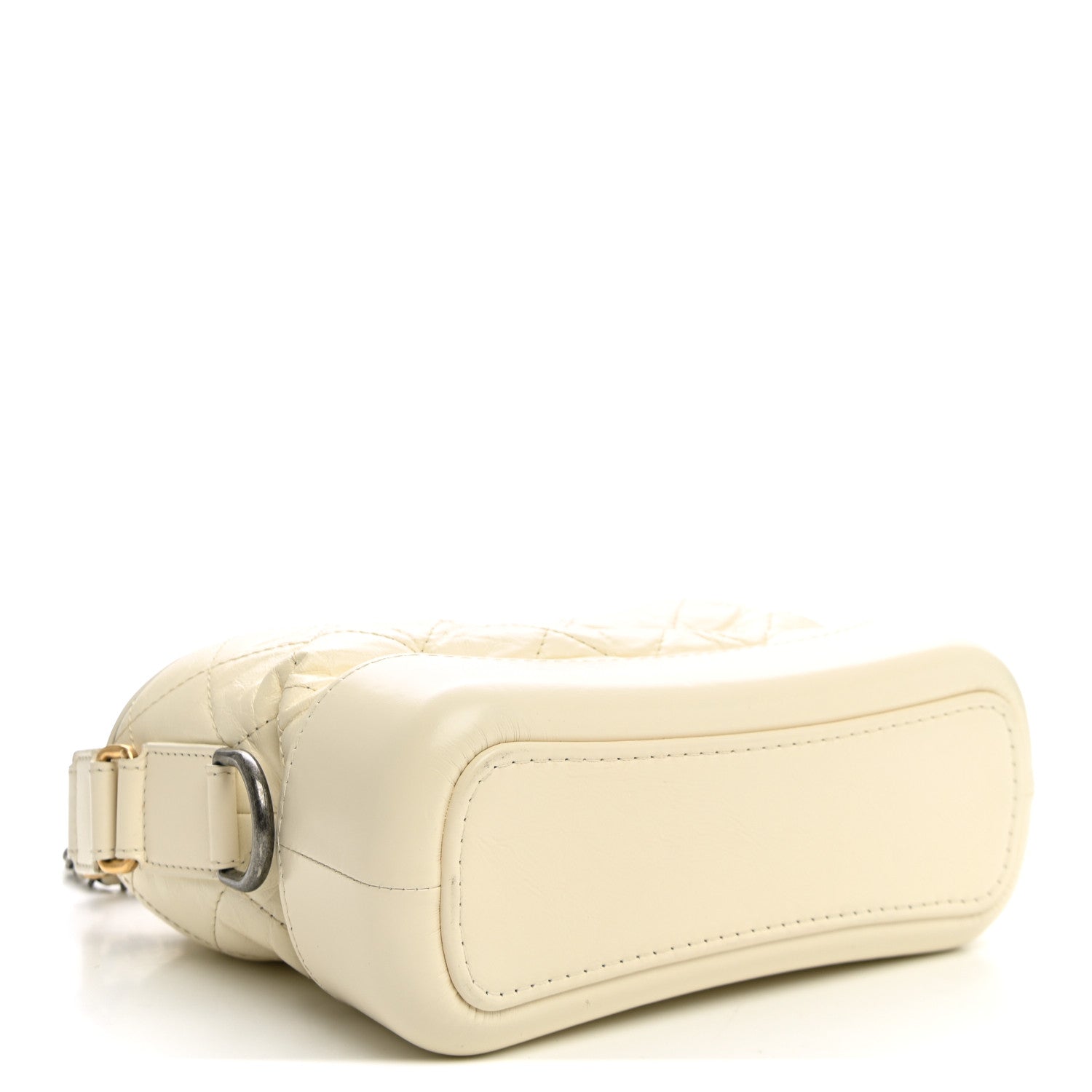 Aged Calfskin Quilted Small Gabrielle Hobo White