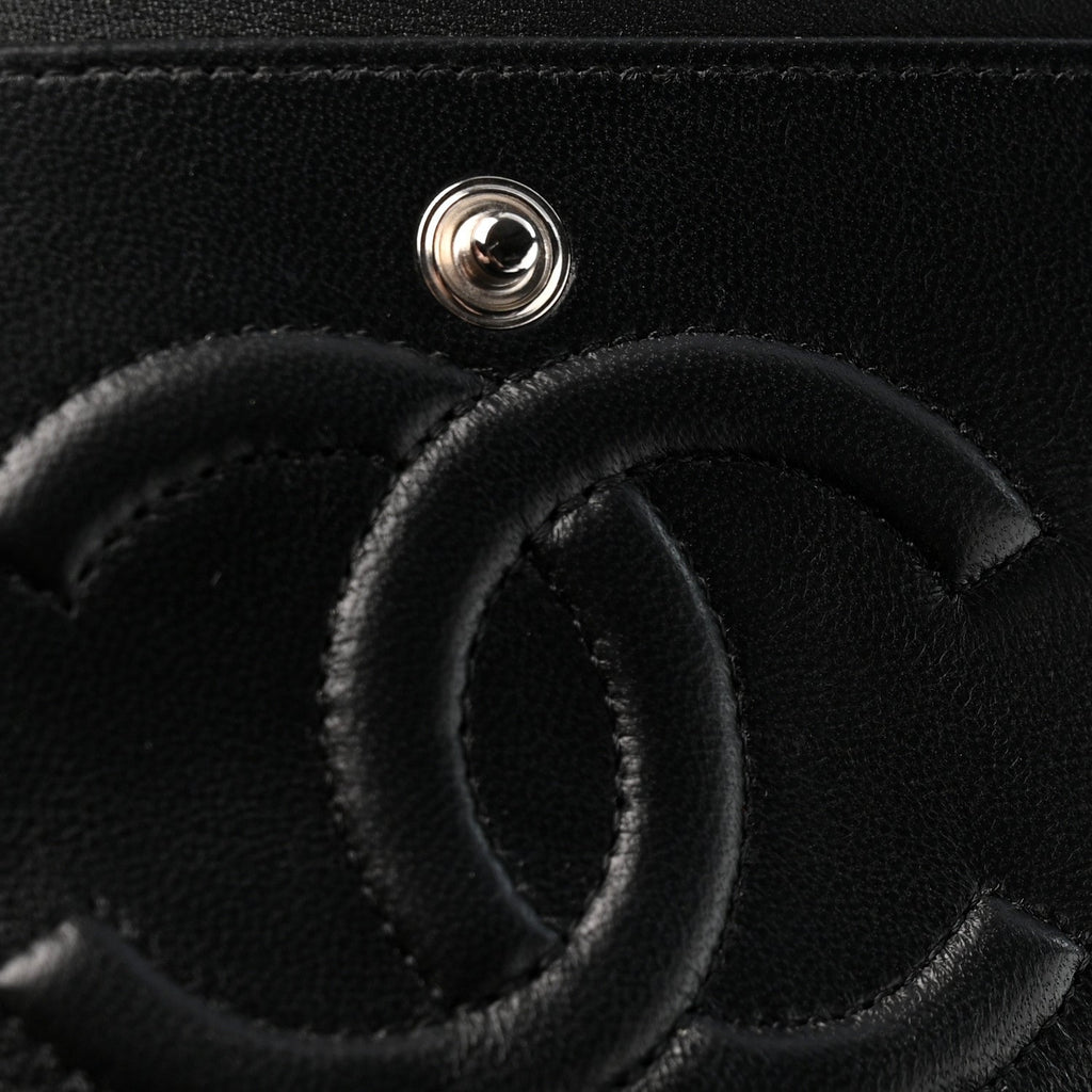 Lambskin Chevron Quilted Medium Double Flap Black