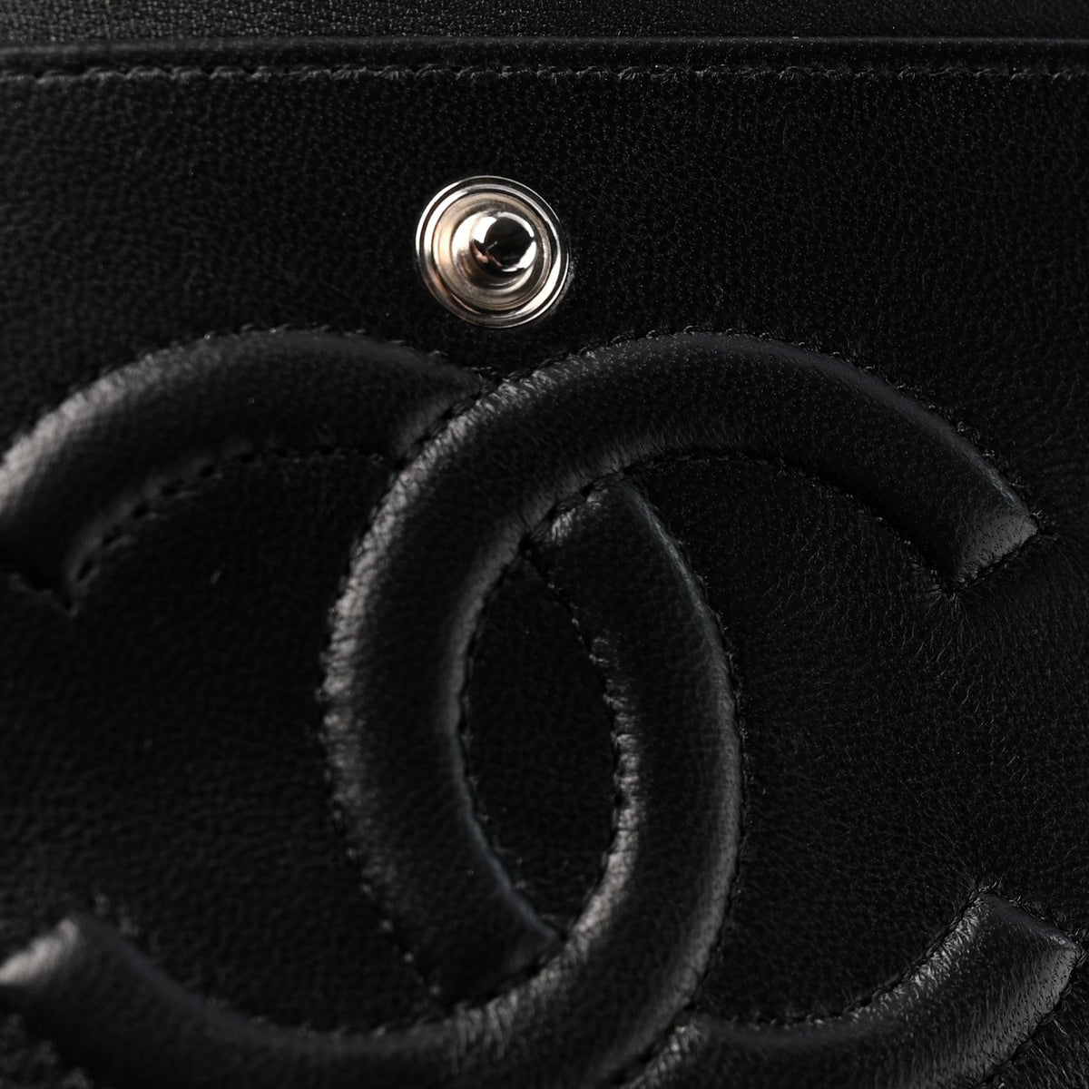 Lambskin Chevron Quilted Medium Double Flap Black
