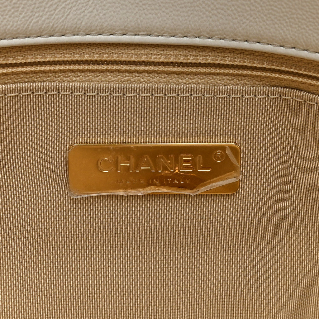 Goatskin Quilted Large Chanel 19 Flap White