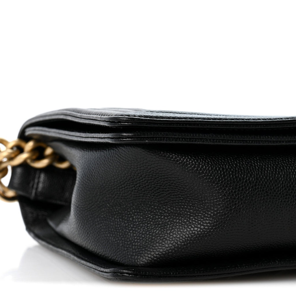 Caviar Chevron Quilted New Medium Boy Flap Black