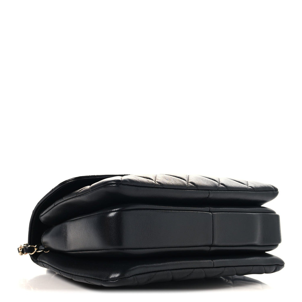 Lambskin Quilted Small Trendy CC Dual Handle Flap Bag Black