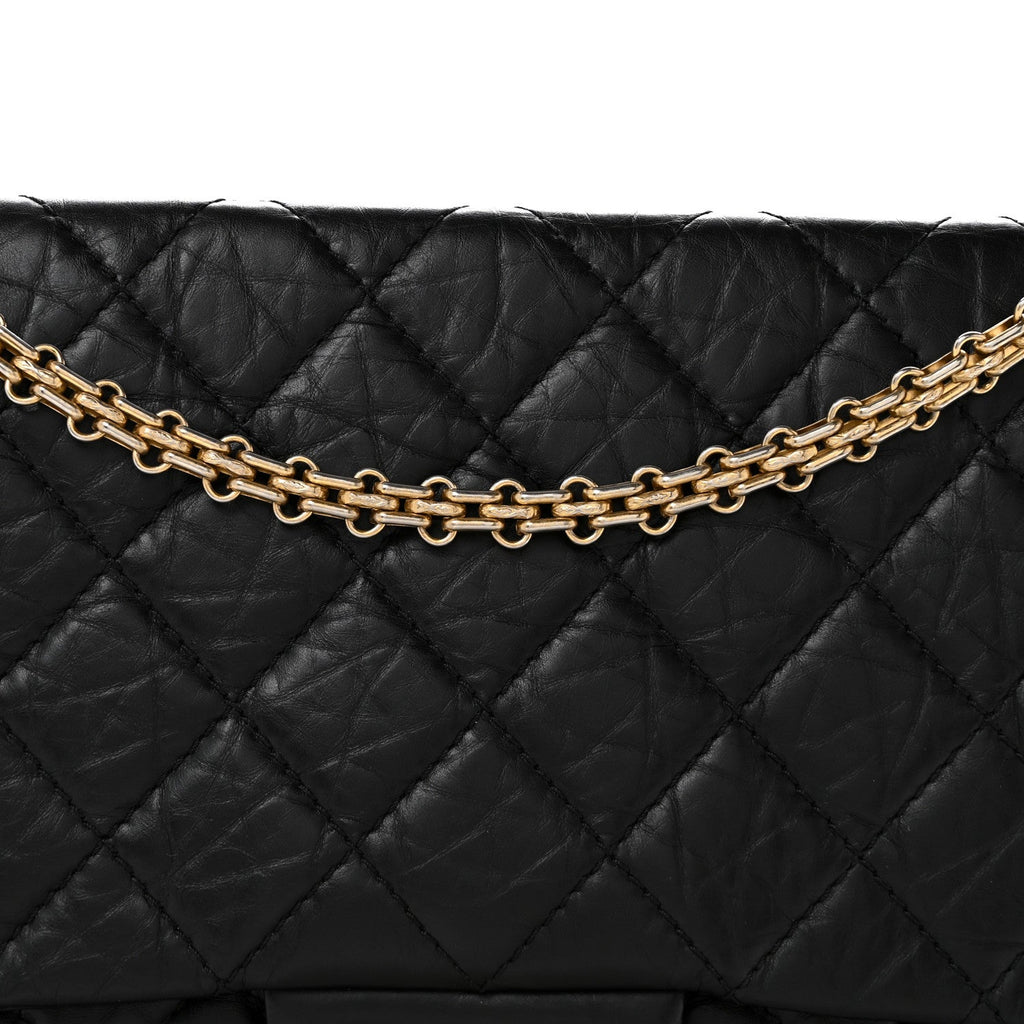Aged Calfskin Quilted 2.55 Reissue 227 Flap Black