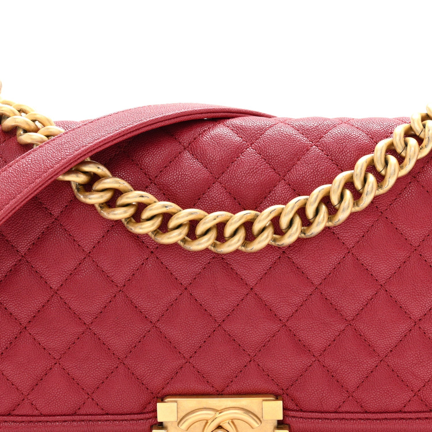 Caviar Quilted Medium Boy Flap Dark Red
