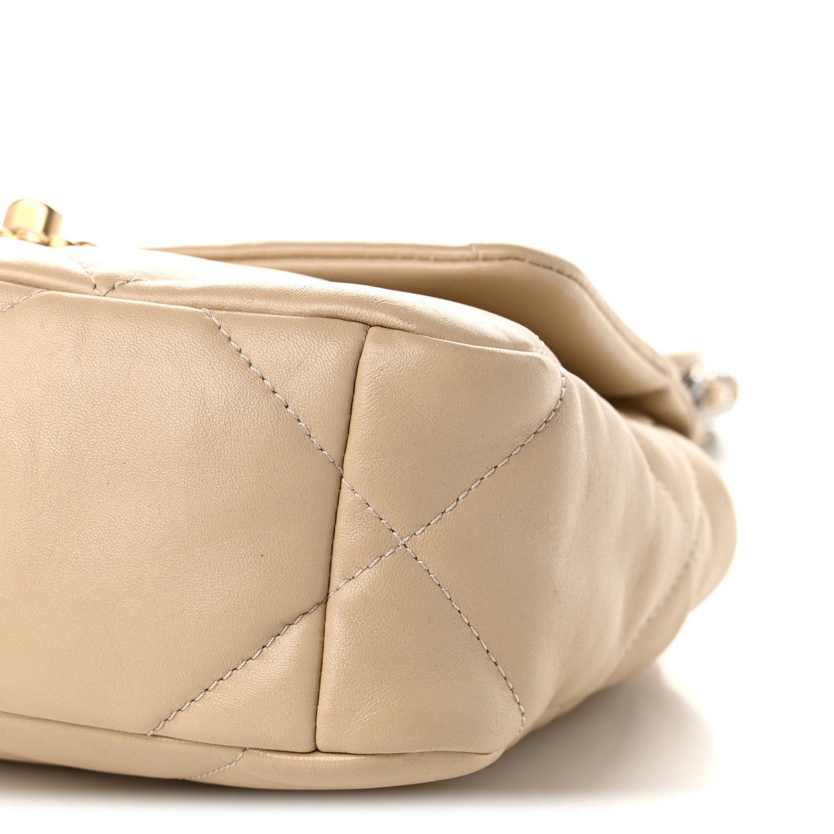 Lambskin Quilted Medium Chanel 19 Flap Beige