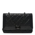 Lambskin Quilted Boy Wallet On Chain WOC So Black