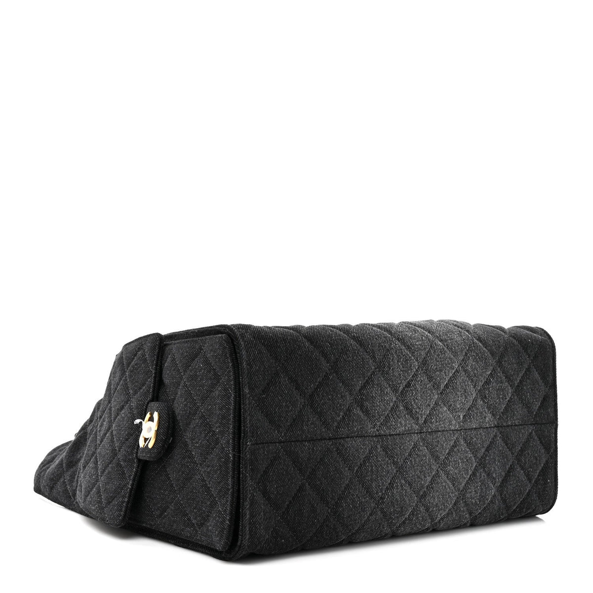 Washed Denim Quilted Medium Chanel 25 Handbag Black