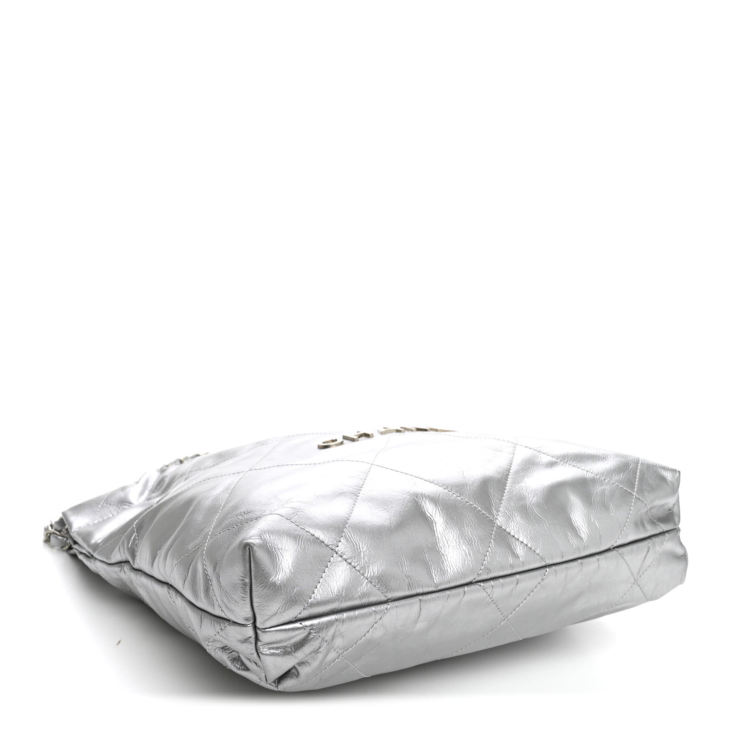 Metallic Calfskin Quilted Small Chanel 22 Silver