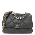 Lambskin Quilted Large Chanel 19 Flap Dark Grey