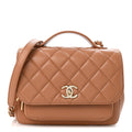 Caviar Quilted Medium Business Affinity Flap Brown
