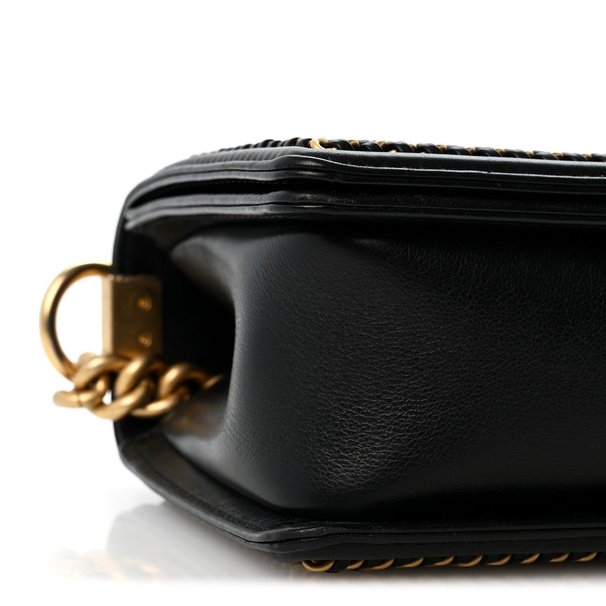 Lambskin Quilted Medium Top Handle Boy Flap Black