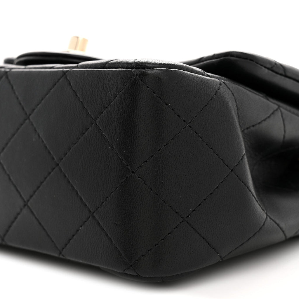 Lambskin Quilted Mini Square Flap Black