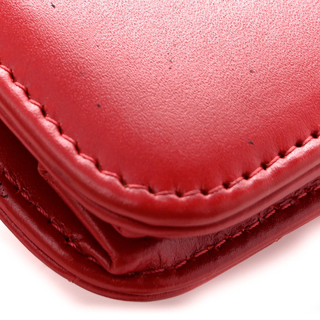 Glazed Calfskin Quilted Coco Boy Wallet On Chain WOC Red