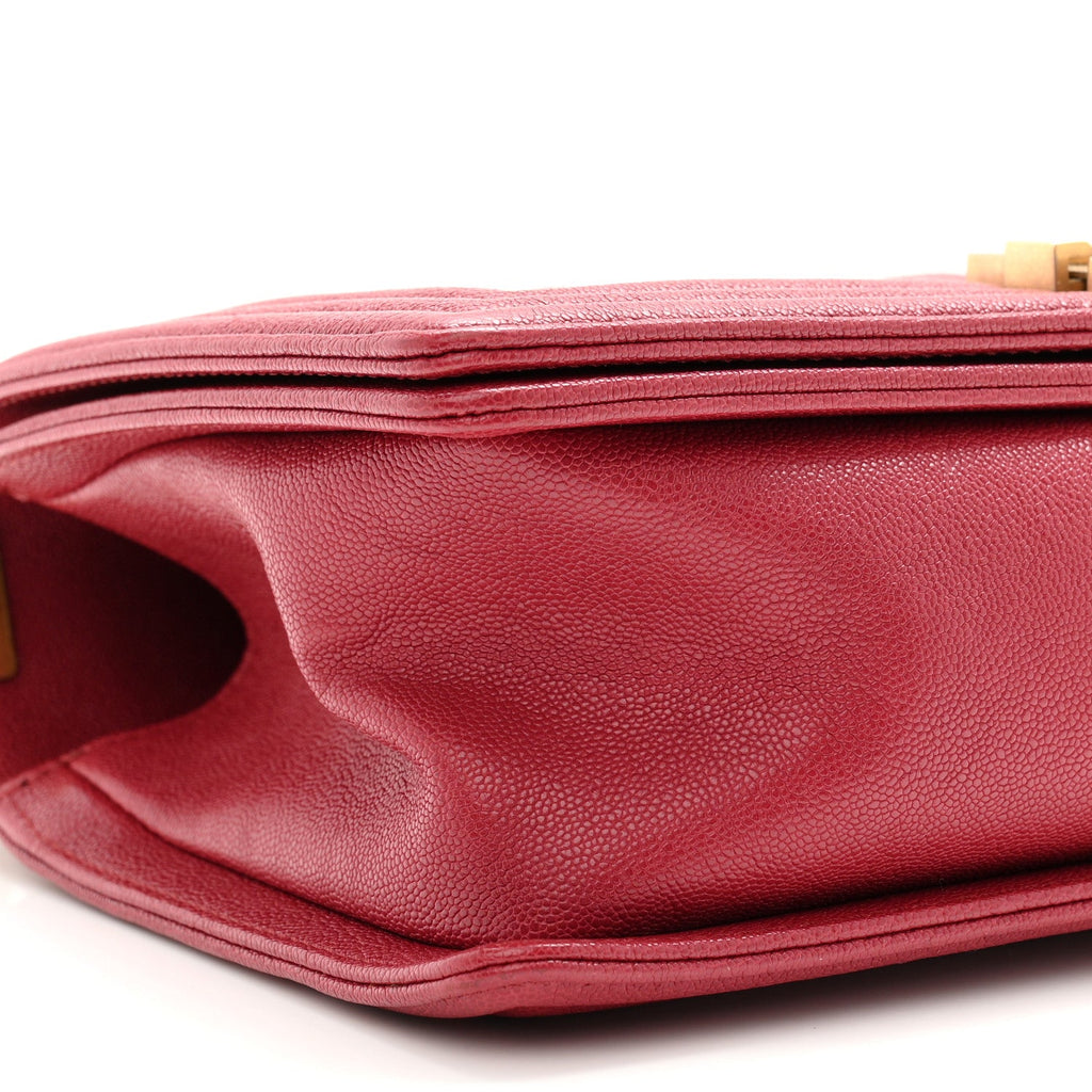 Caviar Quilted Medium Boy Flap Dark Red