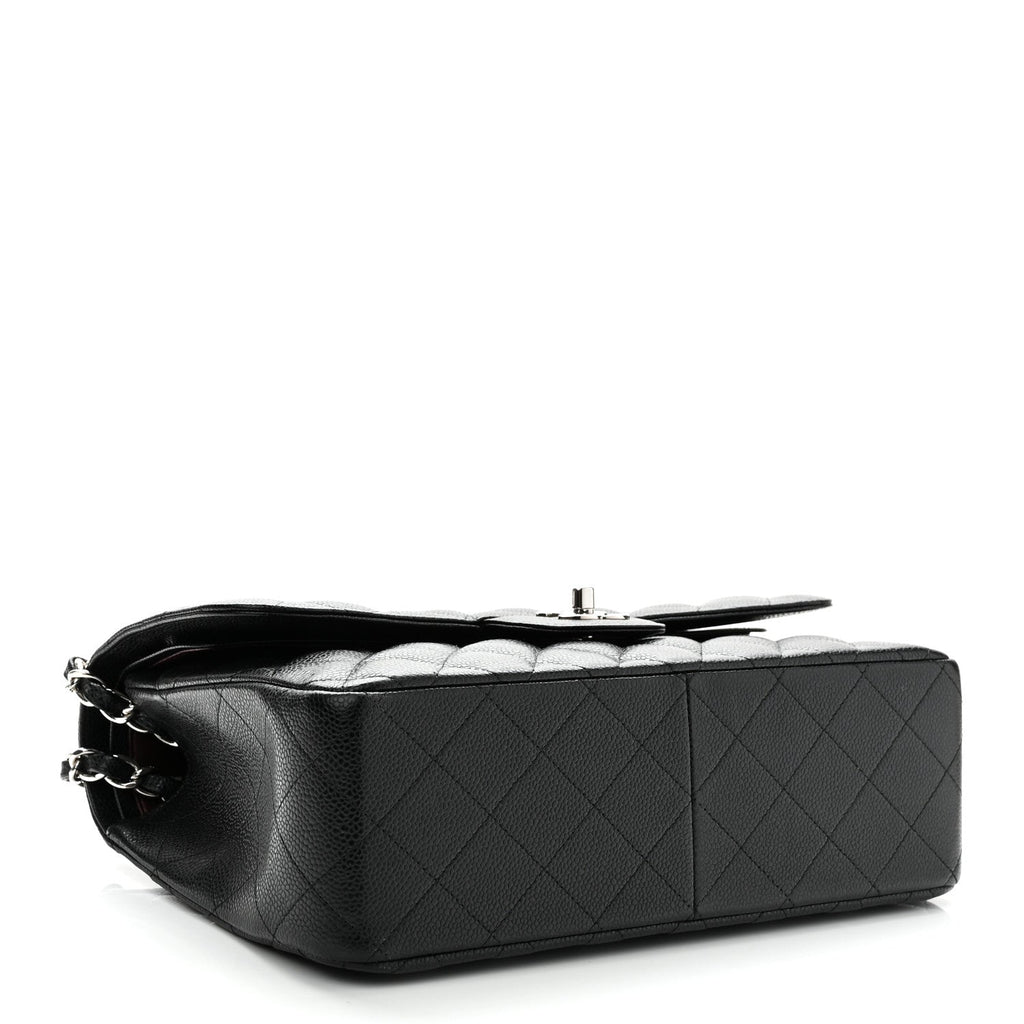 Caviar Quilted Jumbo Double Flap Black