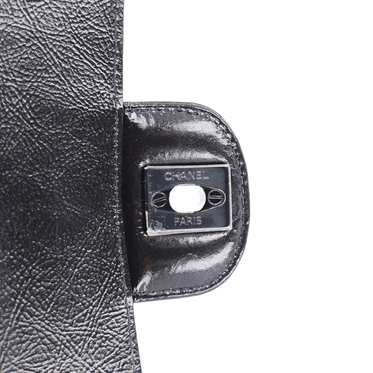 Shiny Crumpled Calfskin Quilted Medium Double Flap So Black