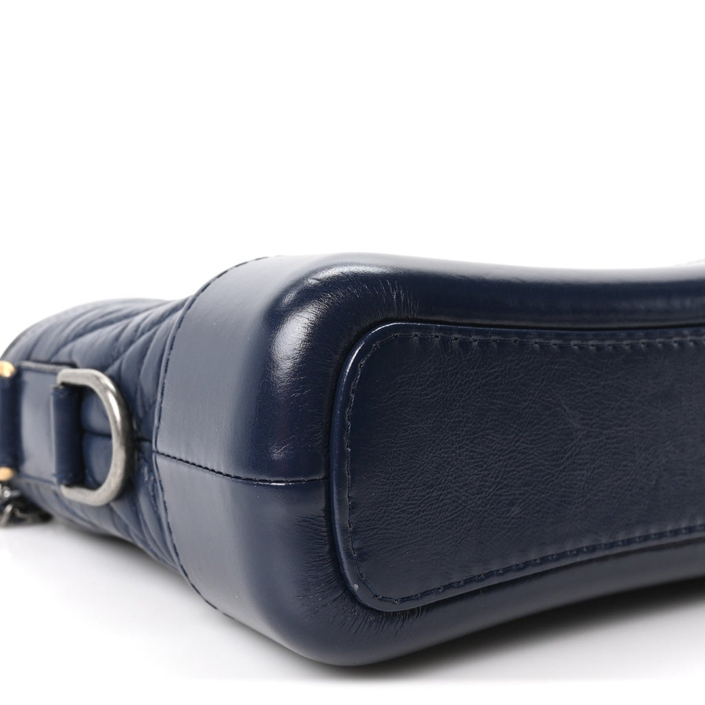 Aged Calfskin Chevron Quilted Small Gabrielle Hobo Blue
