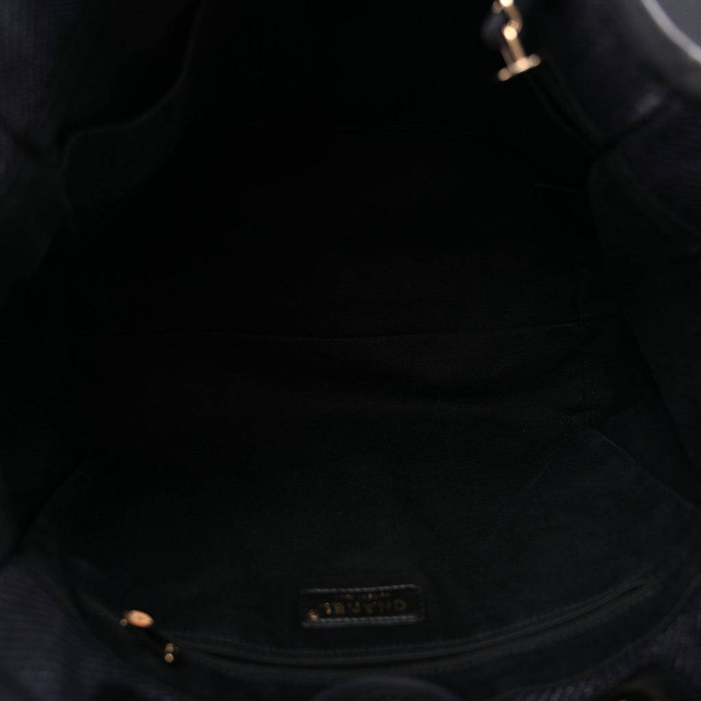 Mixed Fibers Calfskin Small Deauville Tote Black