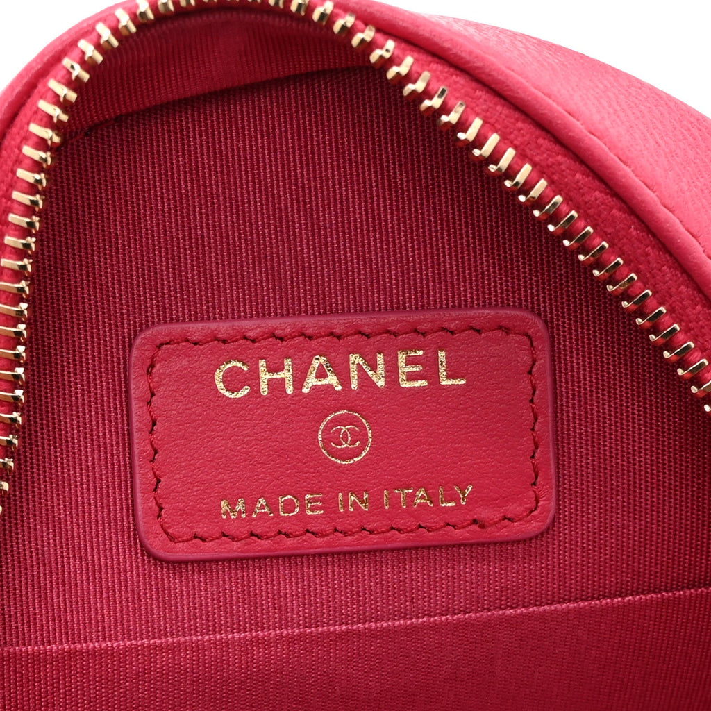 Lambskin Quilted Chanel 19 Round Clutch With Chain Pink