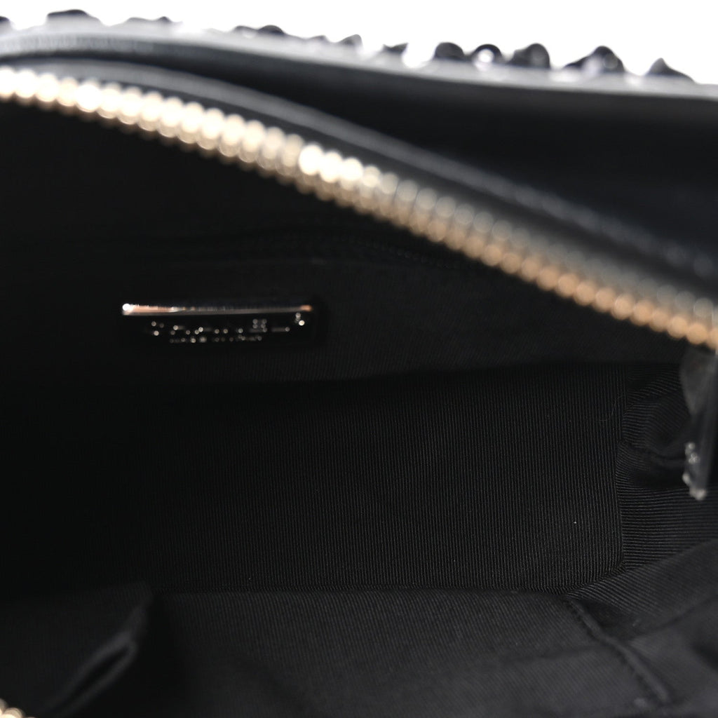 Sequin Calfskin Small Gabrielle Hobo Black Silver