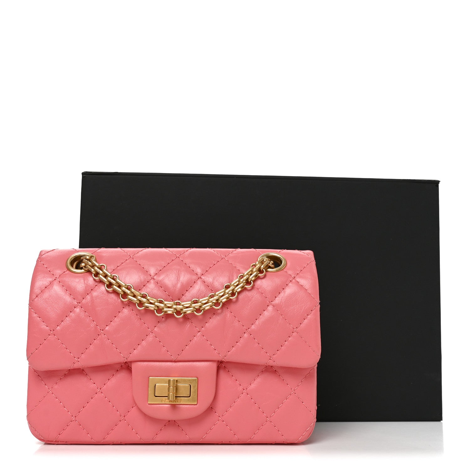 Aged Calfskin Quilted 2.55 Reissue Mini Flap Coral