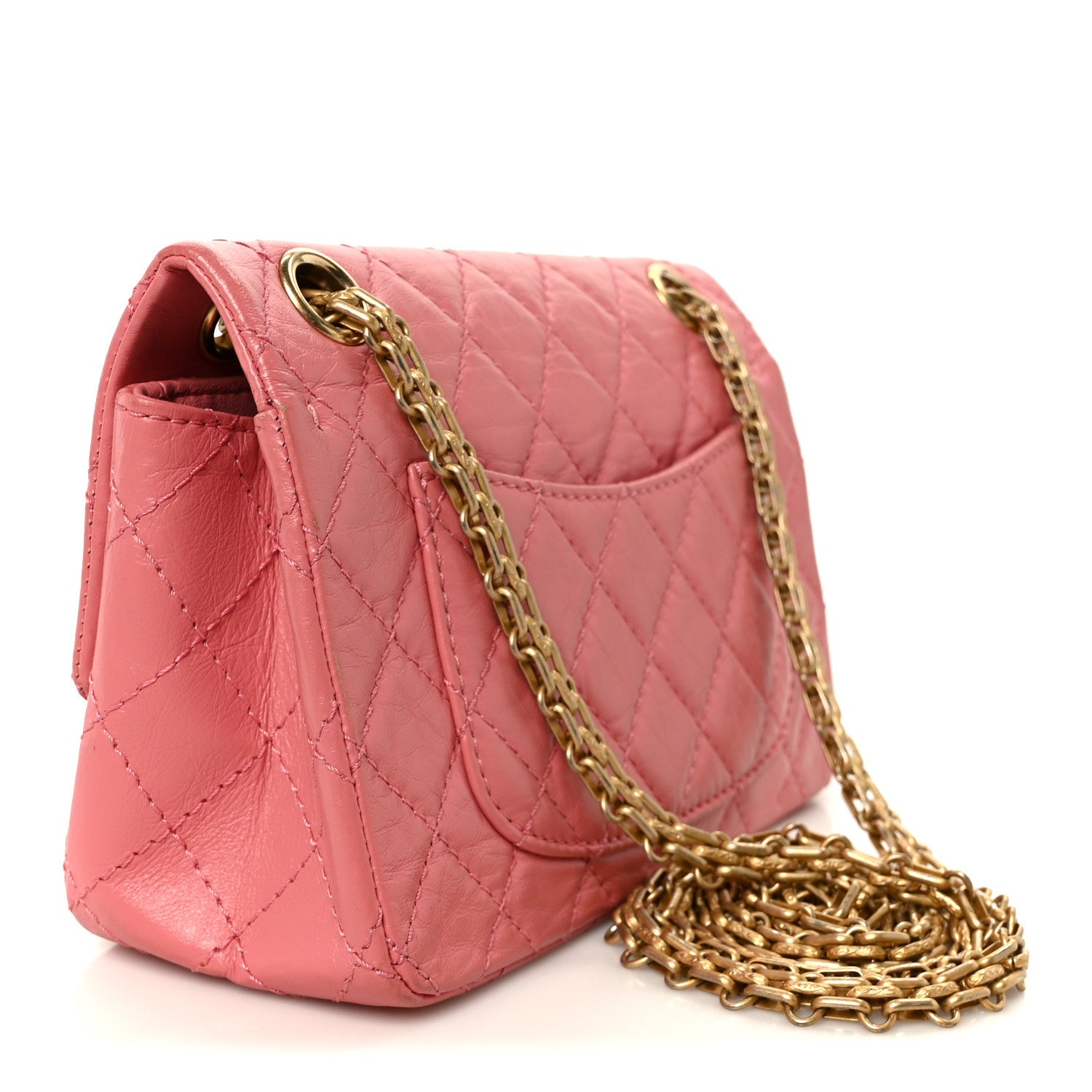 Aged Calfskin Quilted 2.55 Reissue Mini Flap Pink