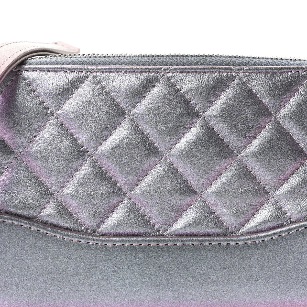 Iridescent Lambskin Calfskin Quilted Small Gabrielle Clutch With Chain Light Purple