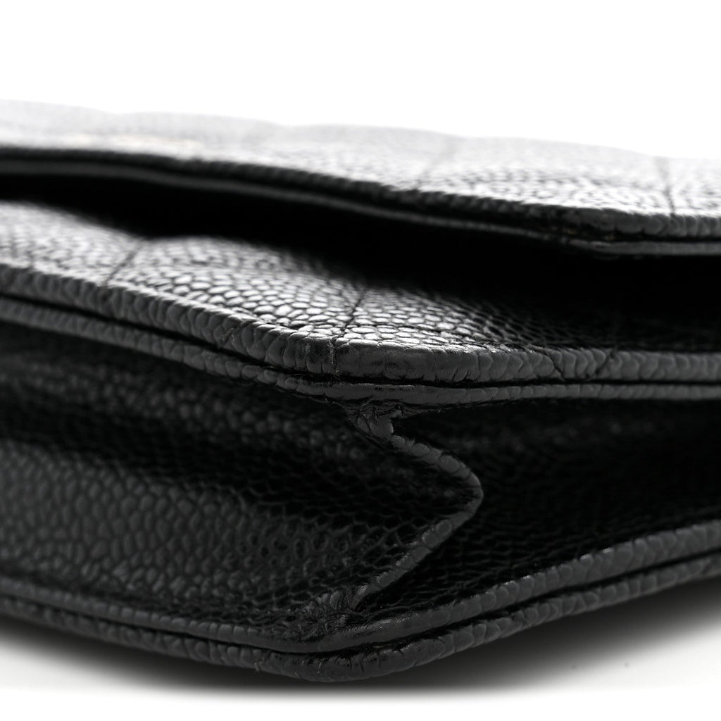 Caviar Quilted Wallet on Chain WOC Black