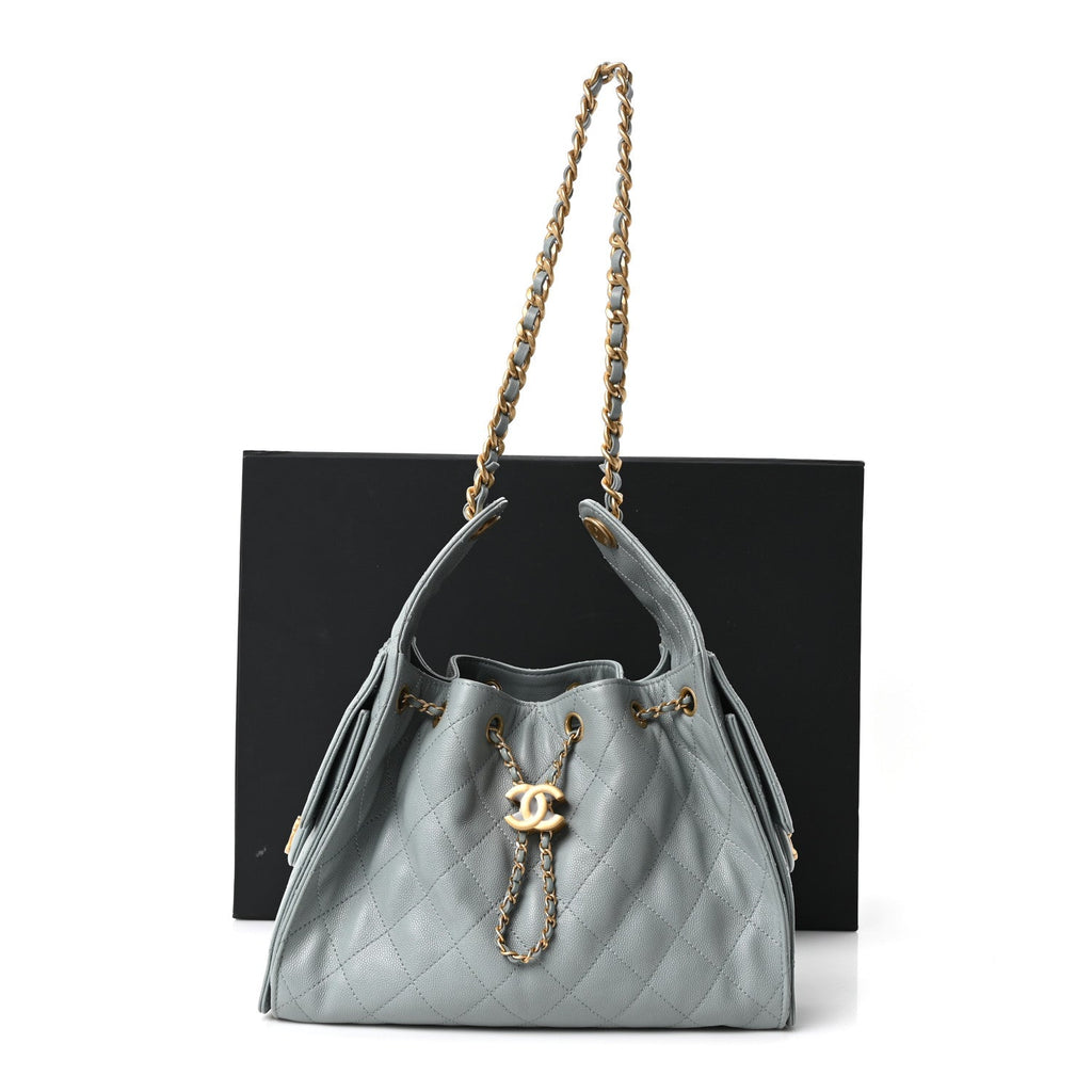 Caviar Quilted Small Chanel 25 Handbag Light Green