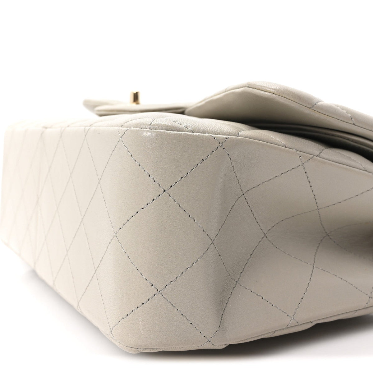 Lambskin Quilted Jumbo Double Flap Grey