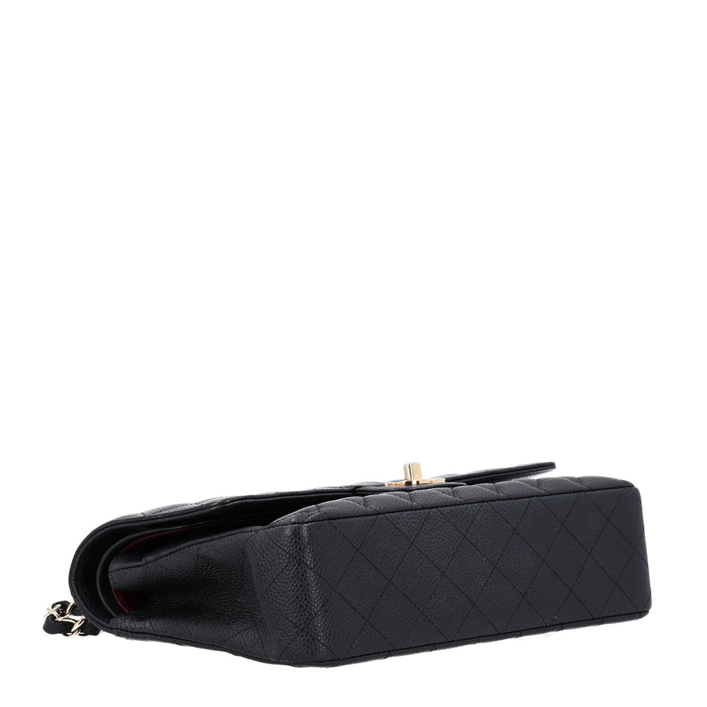Caviar Quilted Medium Double Flap Black