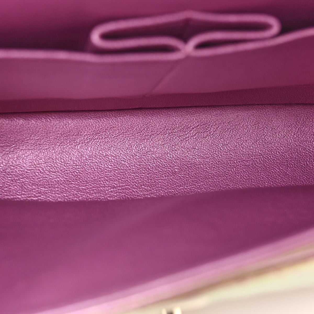 Iridescent Lambskin Quilted Medium Double Flap Purple