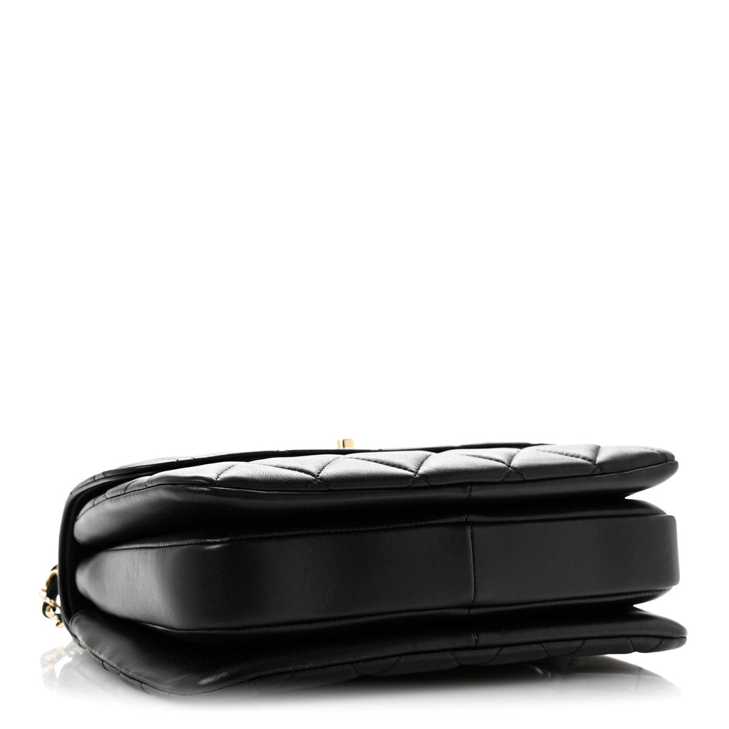 Lambskin Quilted Small Trendy CC Dual Handle Flap Bag Black