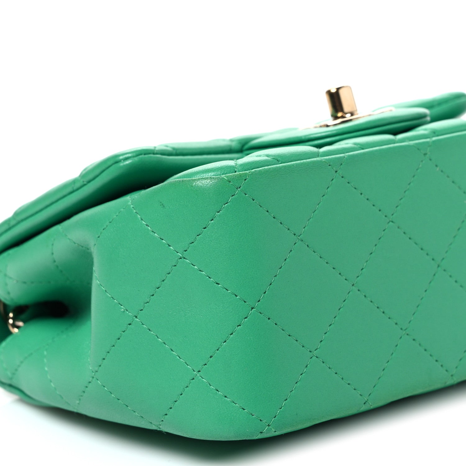 Lambskin Quilted Mini Square Flap Green