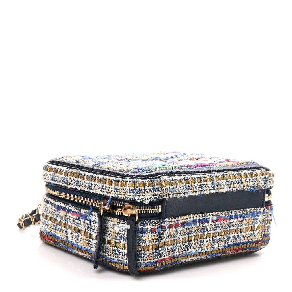 Tweed Snakeskin Quilted Medium CC Filigree Vanity Case Multicolor