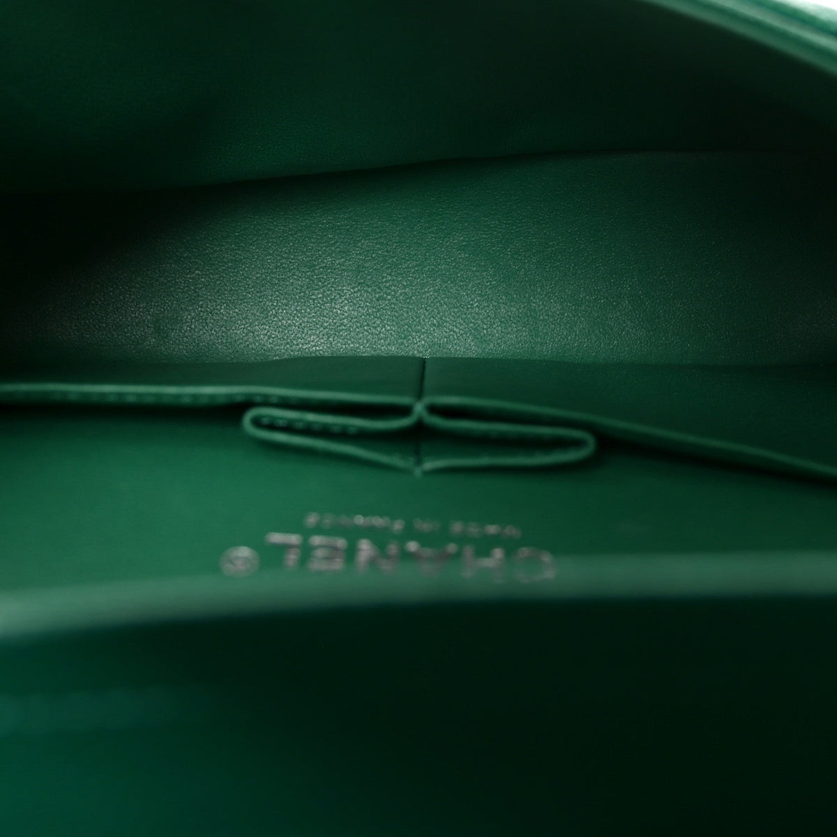 Caviar Quilted Small Double Flap Green