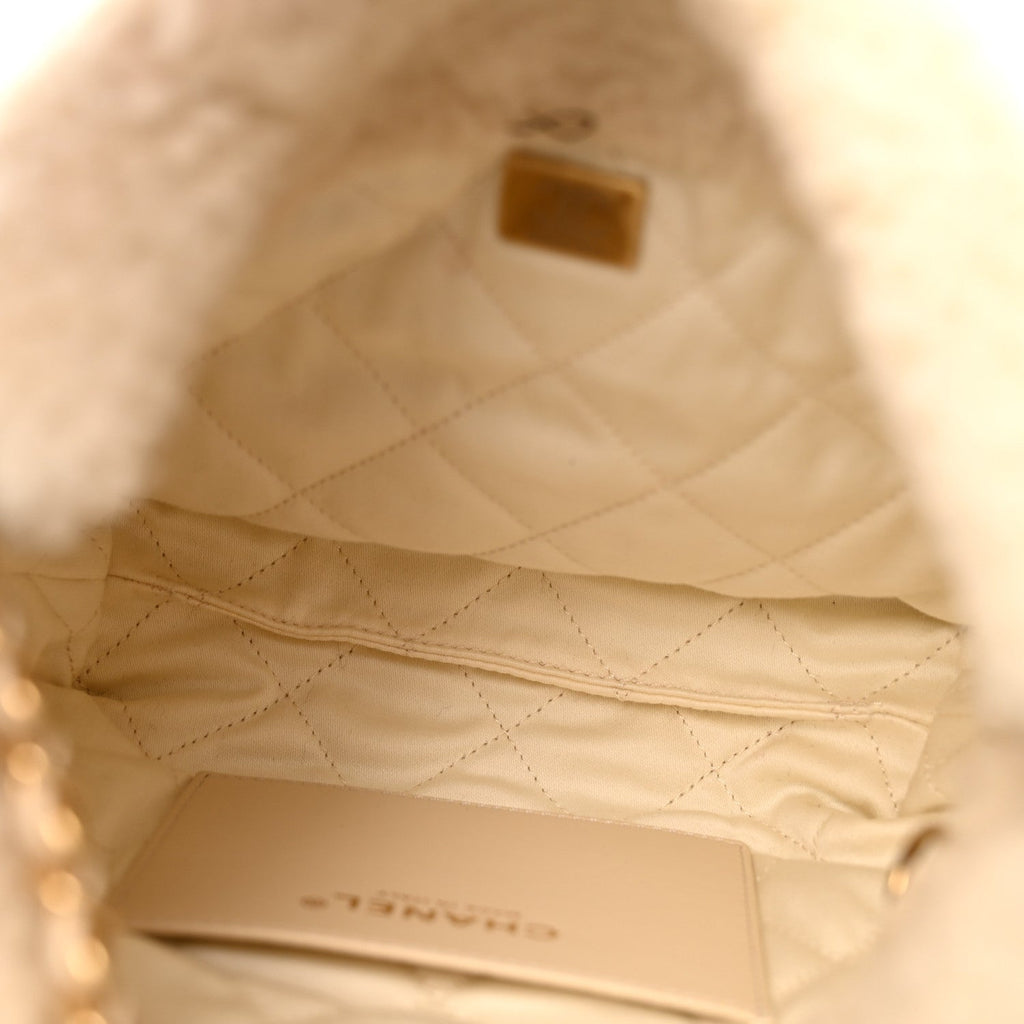 Shearling Quilted Mini Chanel 22 Ecru