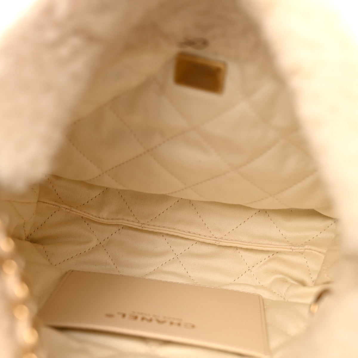 Shearling Quilted Mini Chanel 22 Ecru