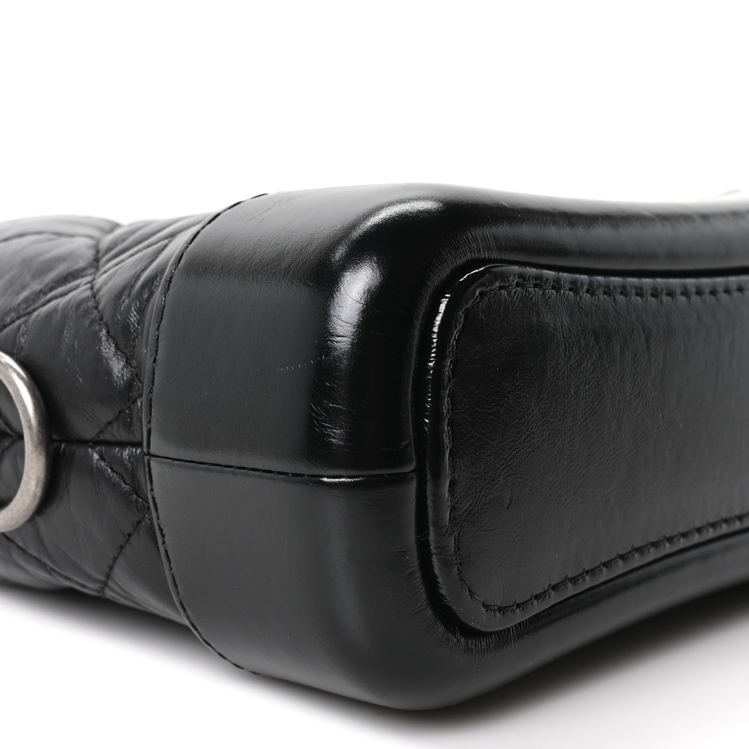 Aged Calfskin Quilted Small Gabrielle Logo Hobo Black
