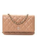 Caviar Quilted Wallet on Chain WOC Dark Beige