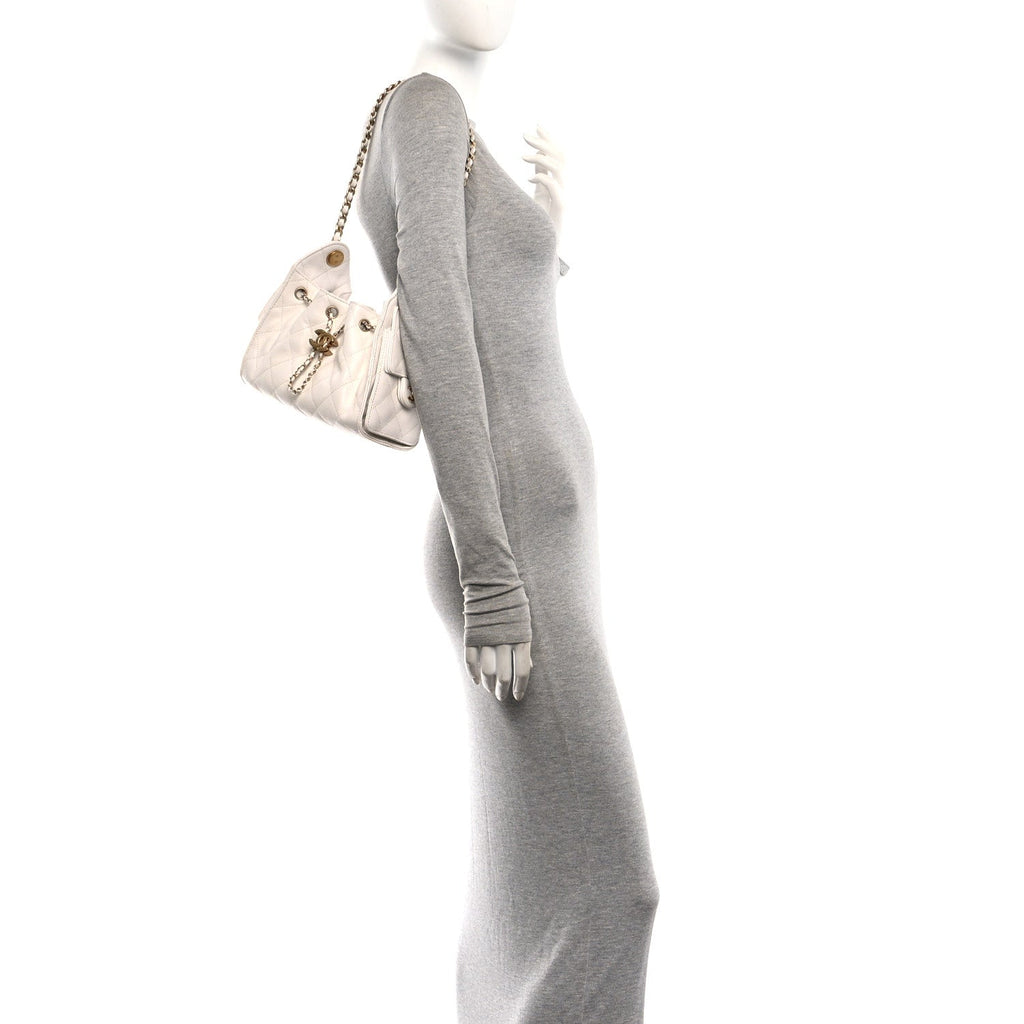 Caviar Quilted Mini Chanel 25 Handbag White
