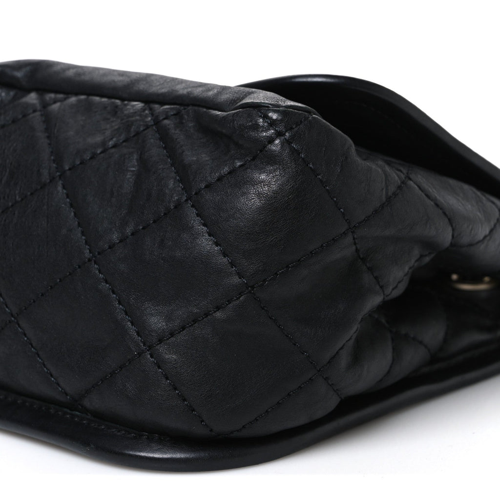 Aged Calfskin Quilted 2.55 Reissue Chain Flap Black